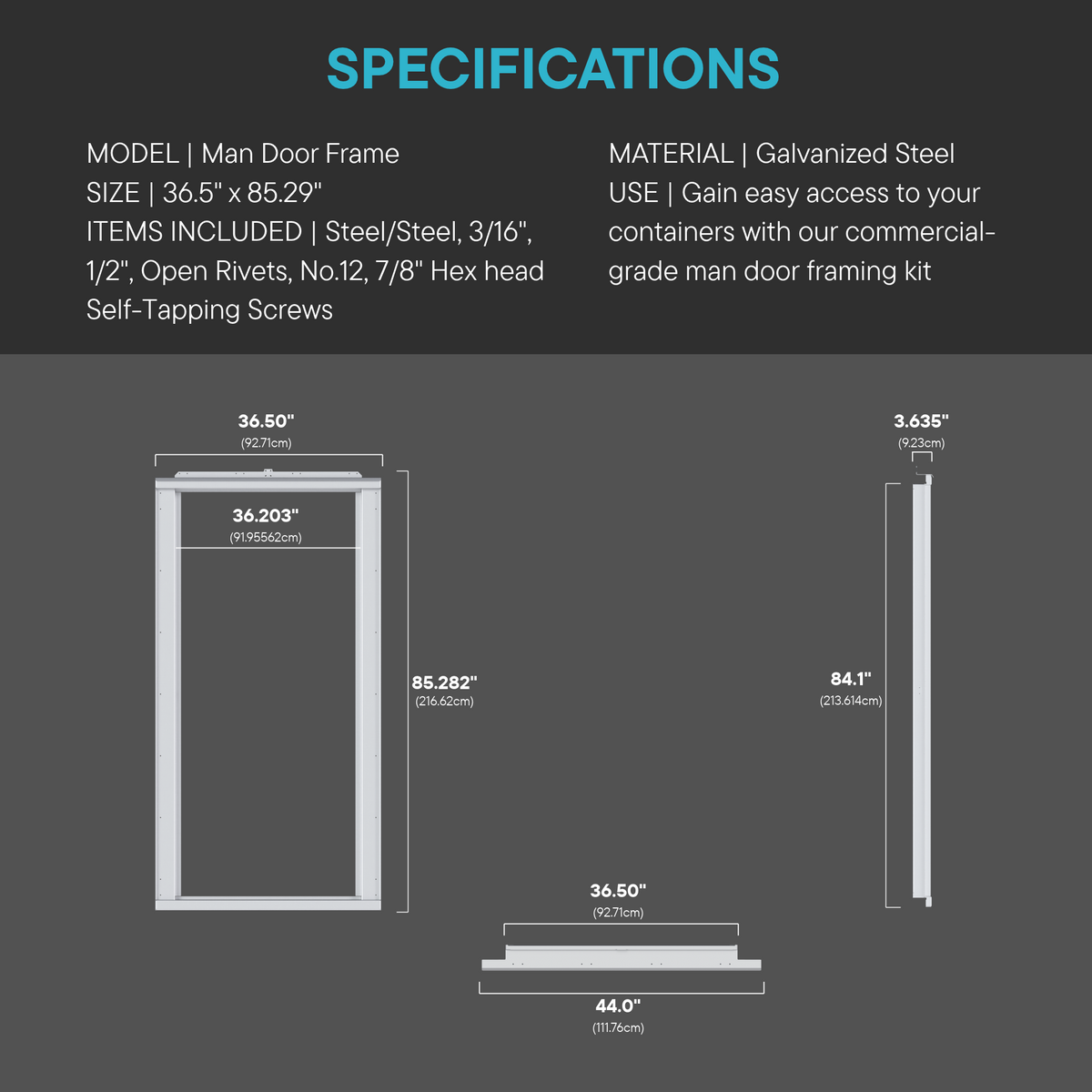 36" Fiberglass / Composite Insulated Man Door & Frame Kits (6 Pack)