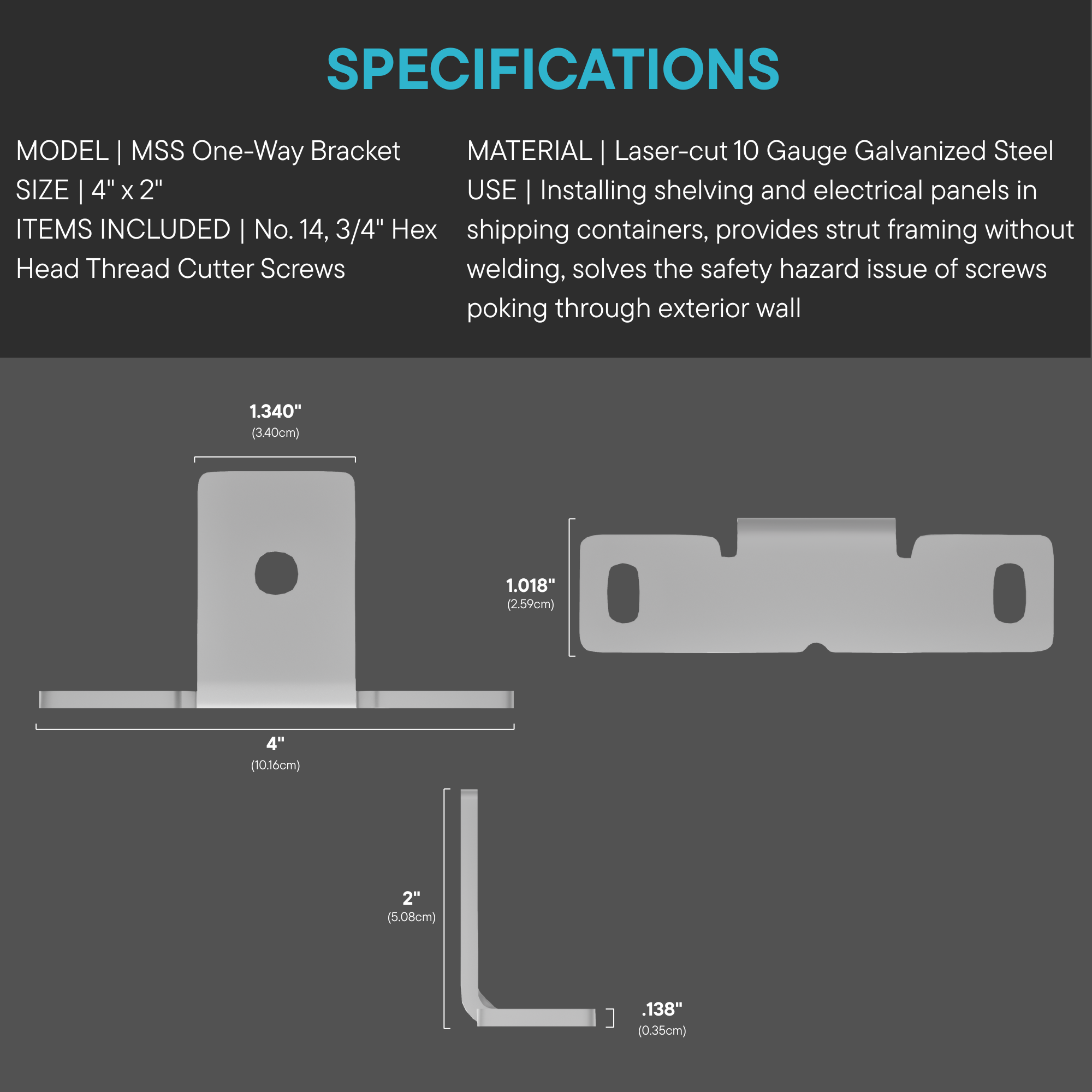 MSS™ Standard Galvanized Strut Mount Brackets
