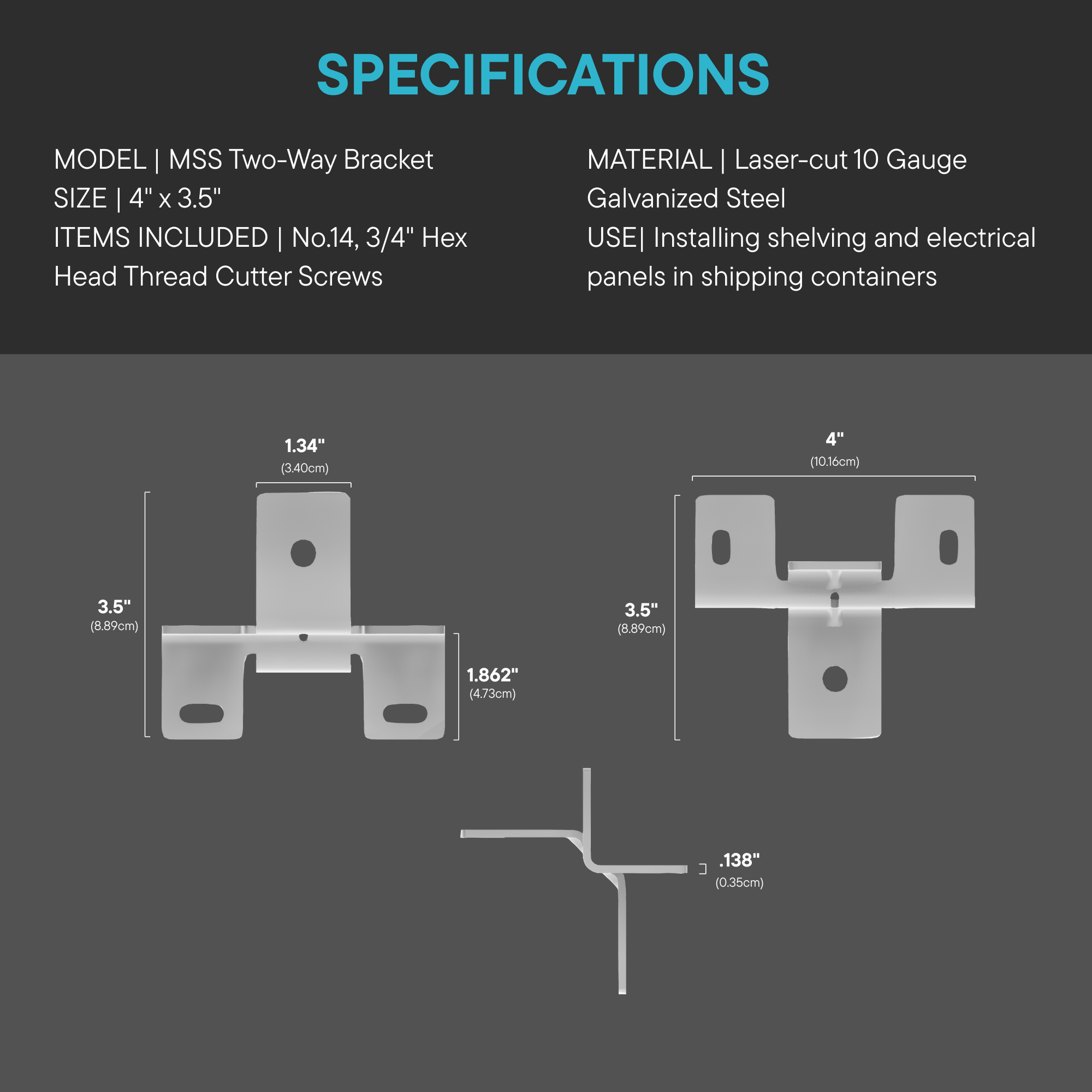 MSS Standard Galvanized Strut Mount Brackets