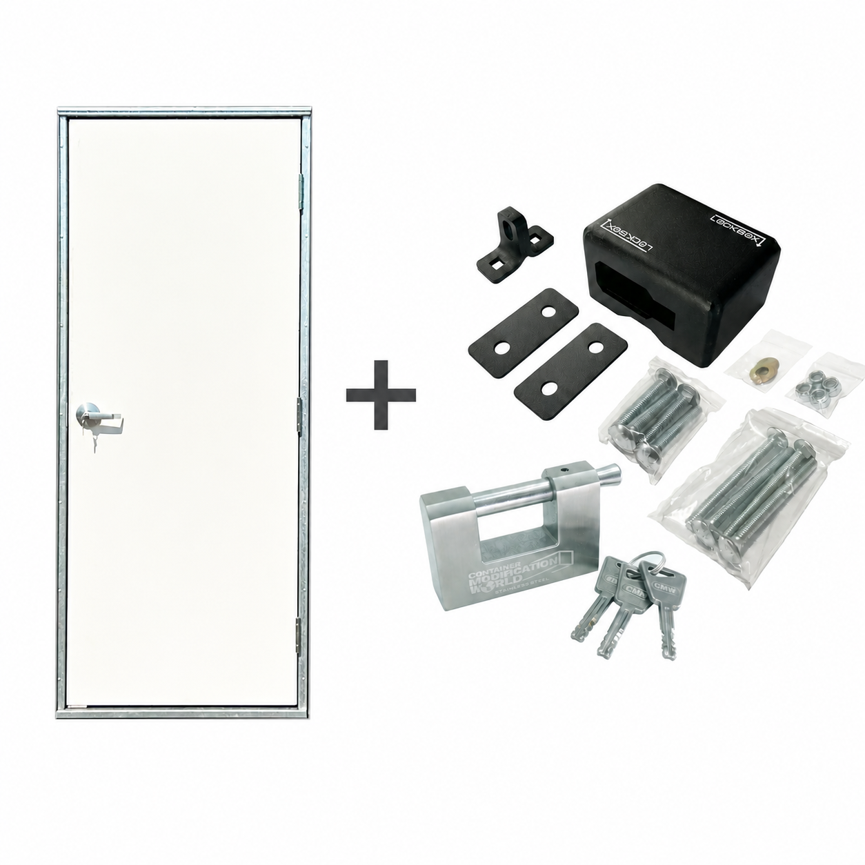 Fiberglass / Composite Insulated Man Door & Frame + DoorGuard™ Lock Box & Lock Bundle