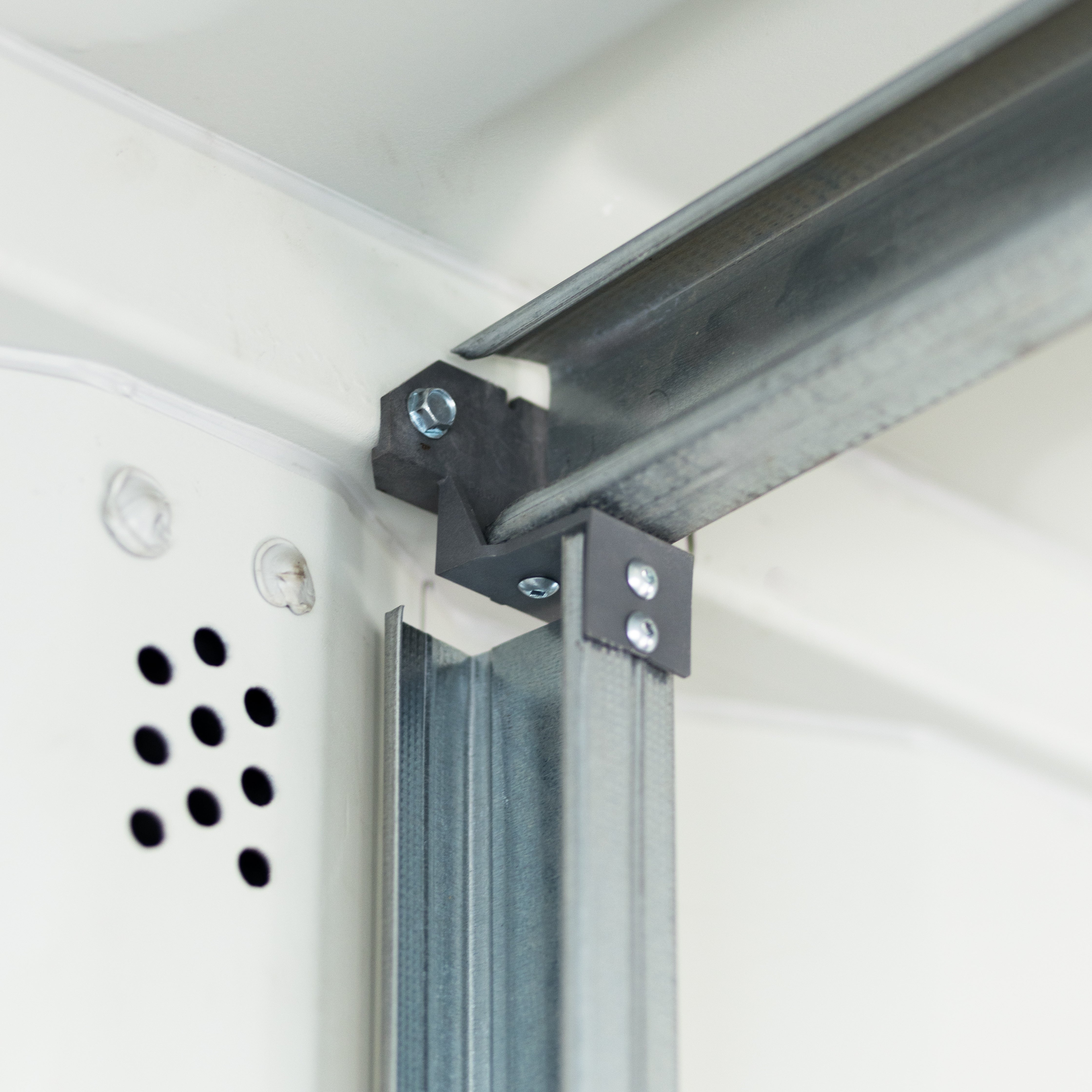 Close-up of durable glass-filled composite steel stud bracket