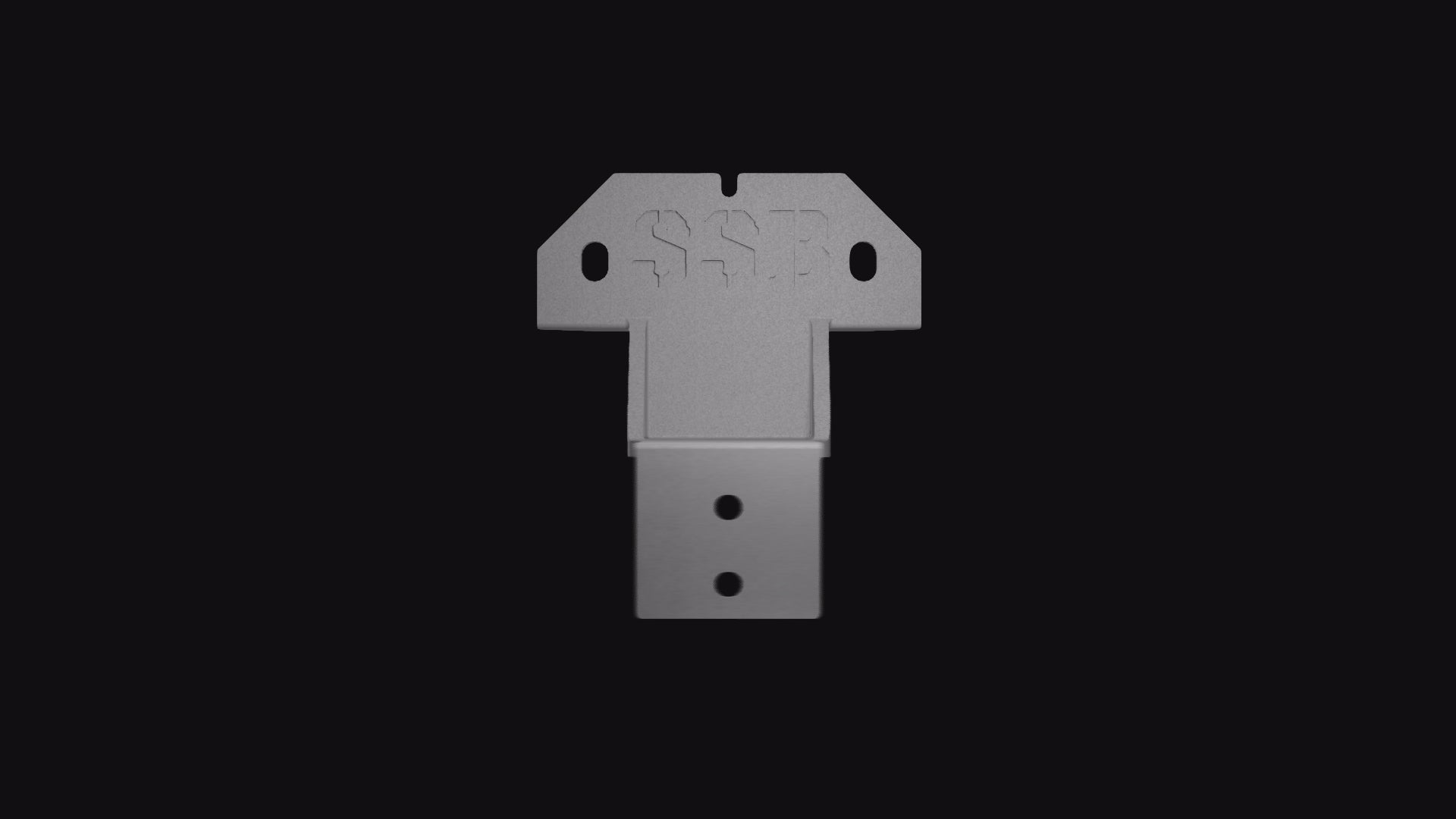 360-degree rotating animation showcasing the composite steel stud bracket’s design, mounting features, and durable, fire-resistant construction for shipping container framing.