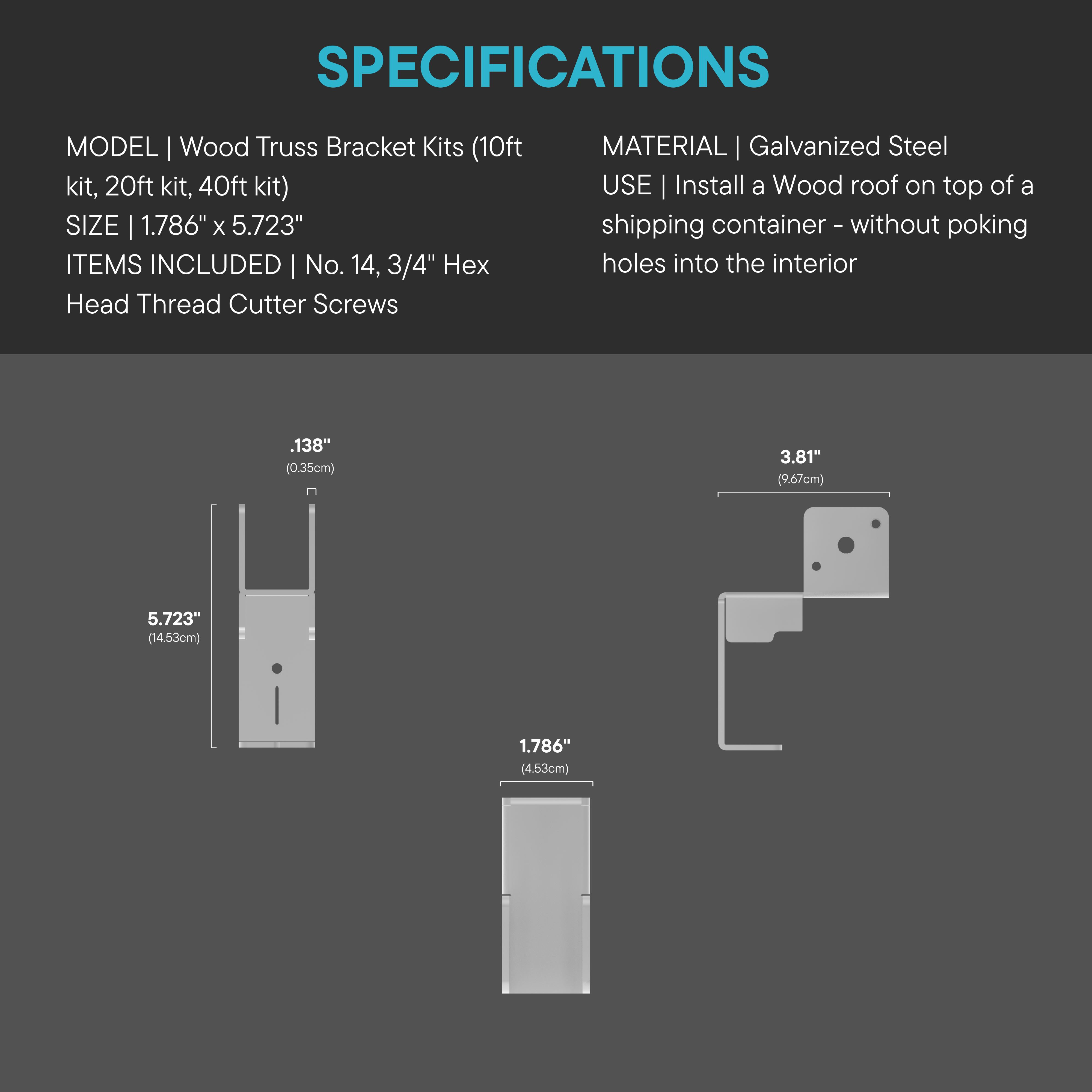 Galvanized steel truss bracket for shipping container