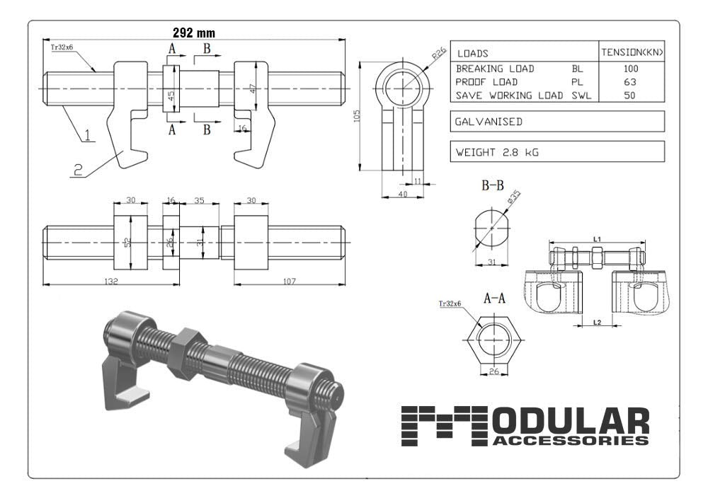 Shipping Container Bridge Fitting Clamp (2 Pack) Bolt/Twist/Screw Styl