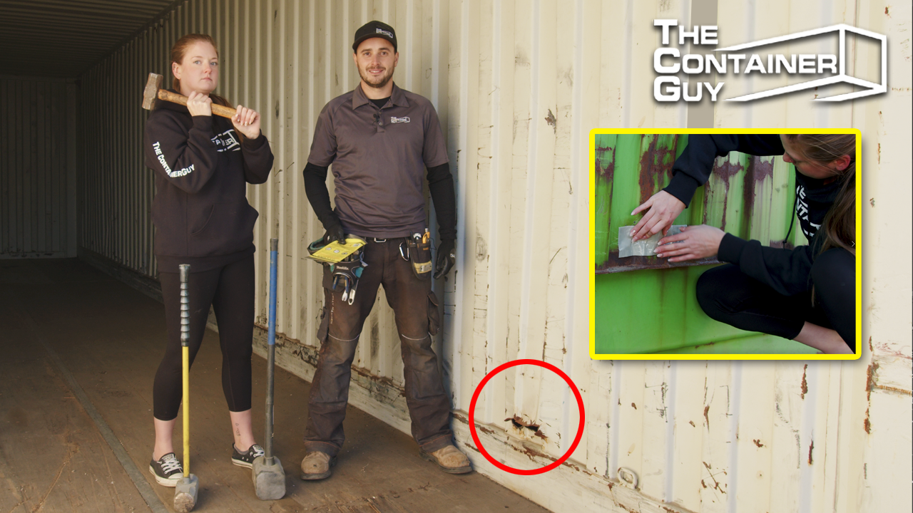 Watch How Fast She Patches a Hole on a Shipping Container! - Easy Fiberglass Fix - Cures Rock Hard!