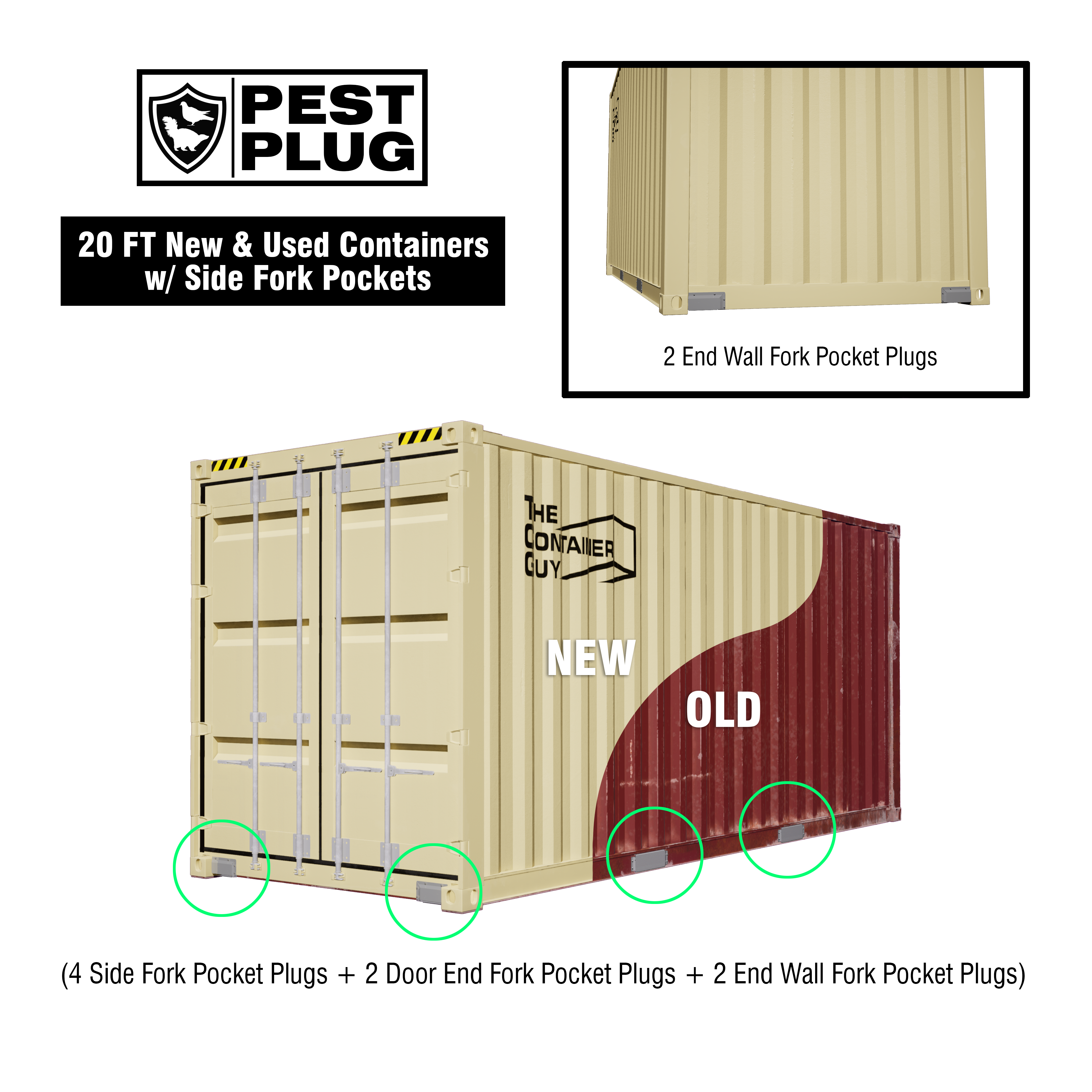 Pest Plug Fork Pocket Covers for Shipping Containers/Sea Cans - Keep Out Animals and Birds