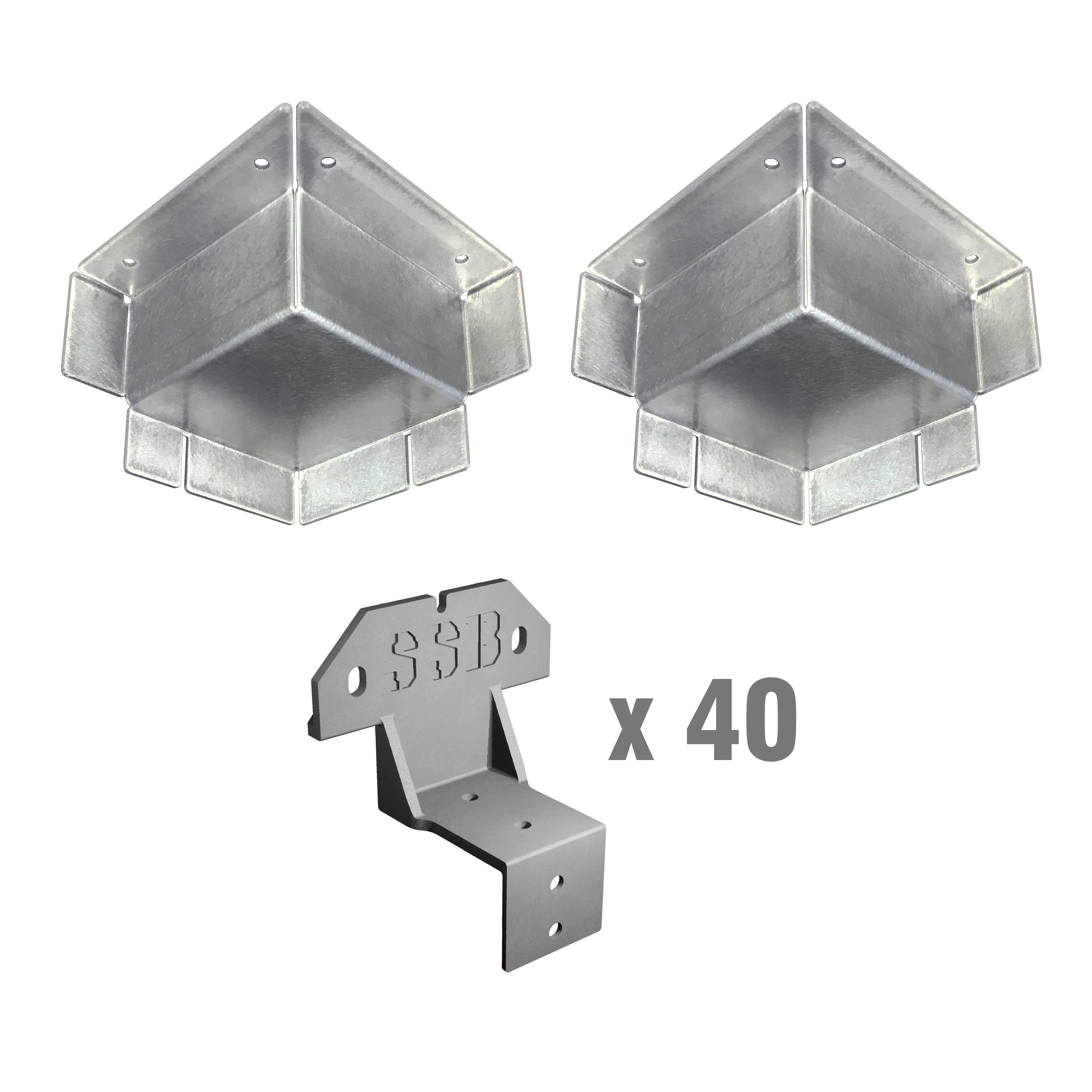 Steel Stud Framing Kit for Shipping Containers/Sea Cans (Composite Brackets) - 2 Corner Casting Covers + Composite Steel Stud Brackets + Hardware