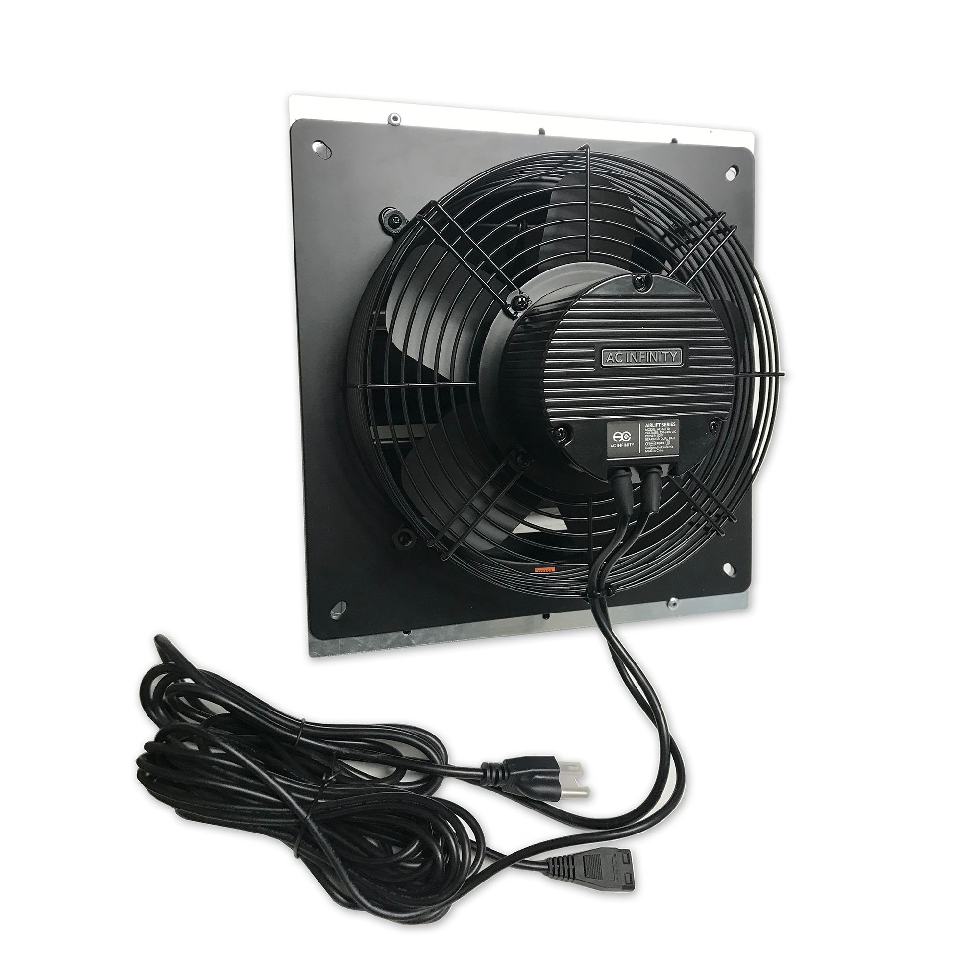 The T10 Air Lift Exhaust Fan w/ Temperature and Humidity Controller is powered by AC Infinity for Shipping Containers