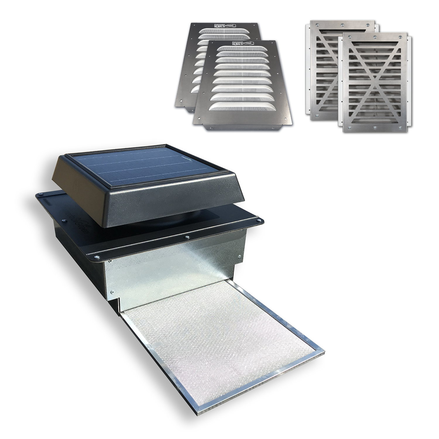 BigAir 400 CFM Solar Powered roof vent/fan bundle with bug screen